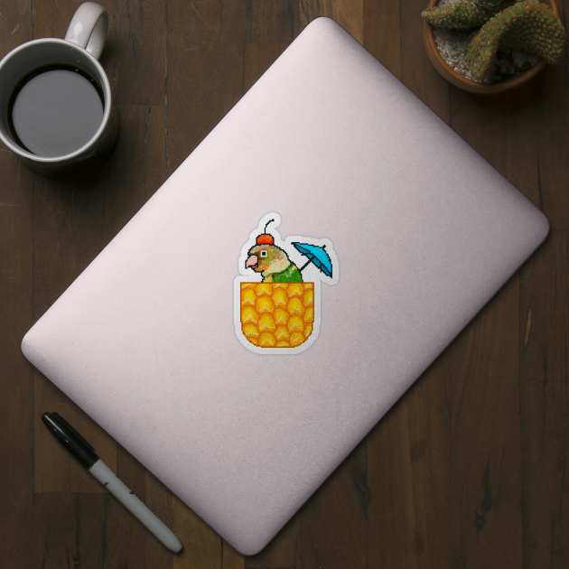 Pineapple Conure with Pineapple and Cherry by TheAlbinoSnowman